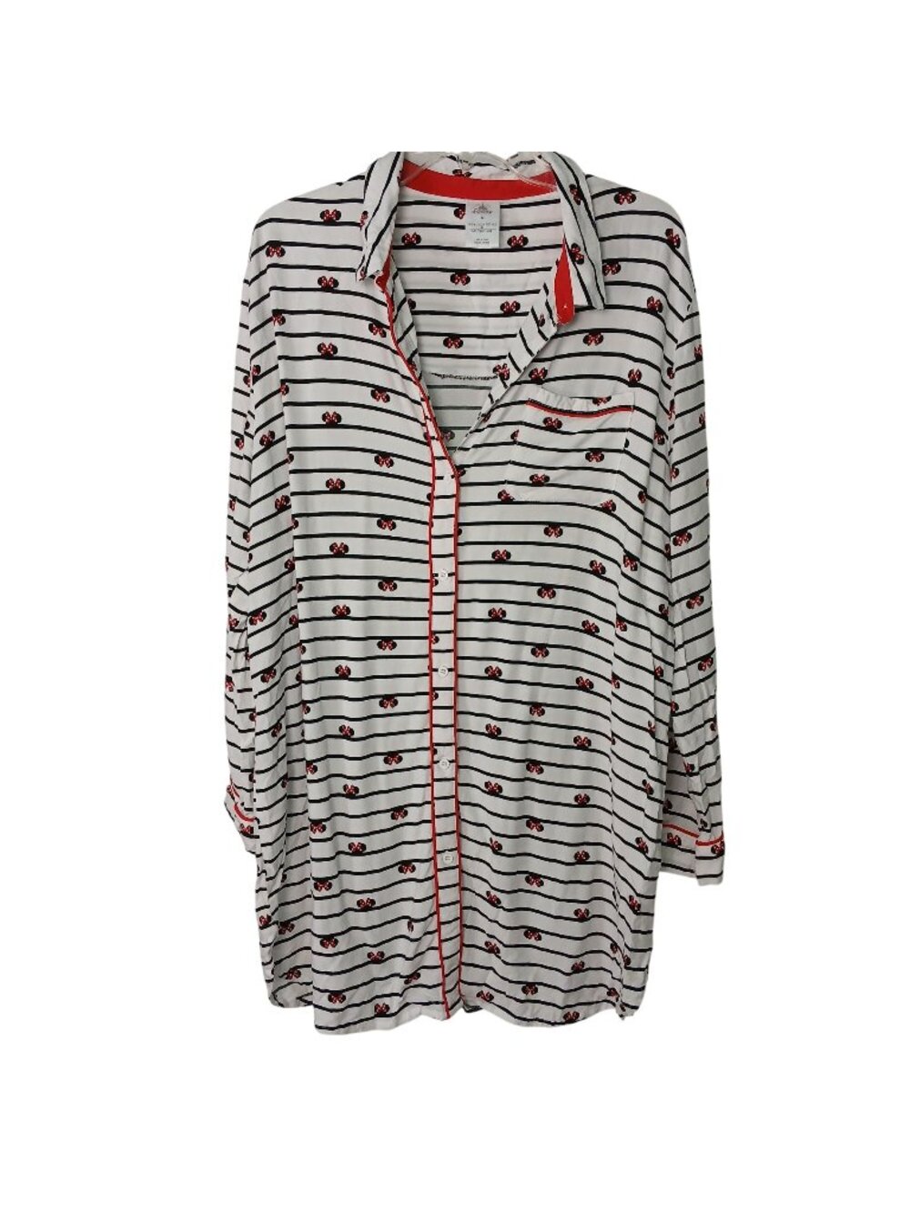 Disney Womens XL Minnie Mouse Striped Nightshirt Pajamas w/Pocket #I-8